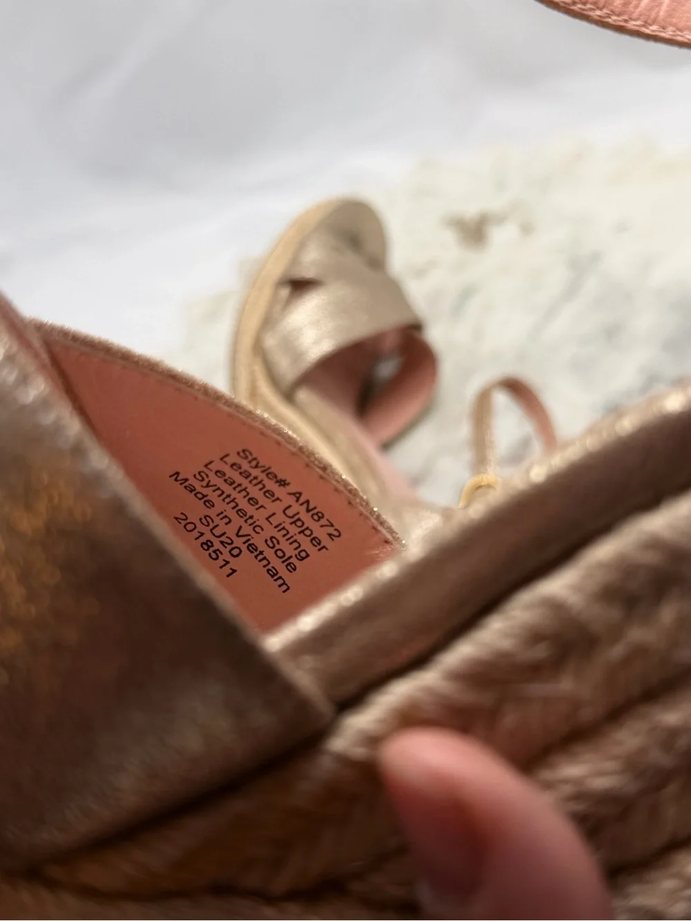 J.Crew Gold Metallic Suede Ankle Strap Espadrille Wedge Sandals Women Size 6.5